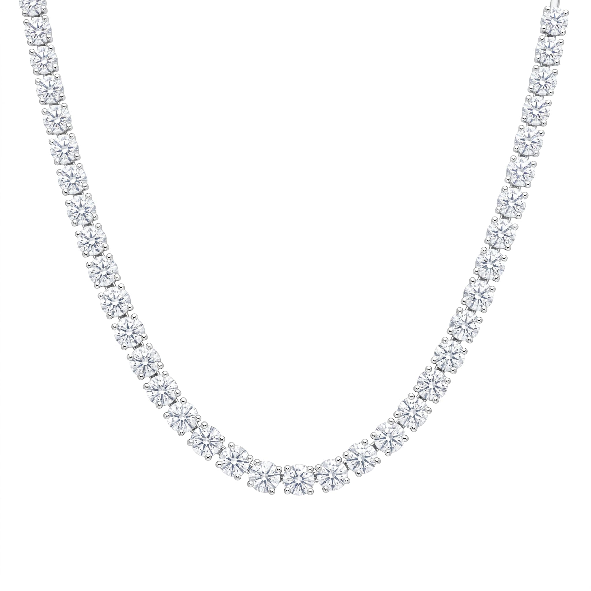 Lab-Grown Diamond Straight Tennis Necklace — 5–20 ct