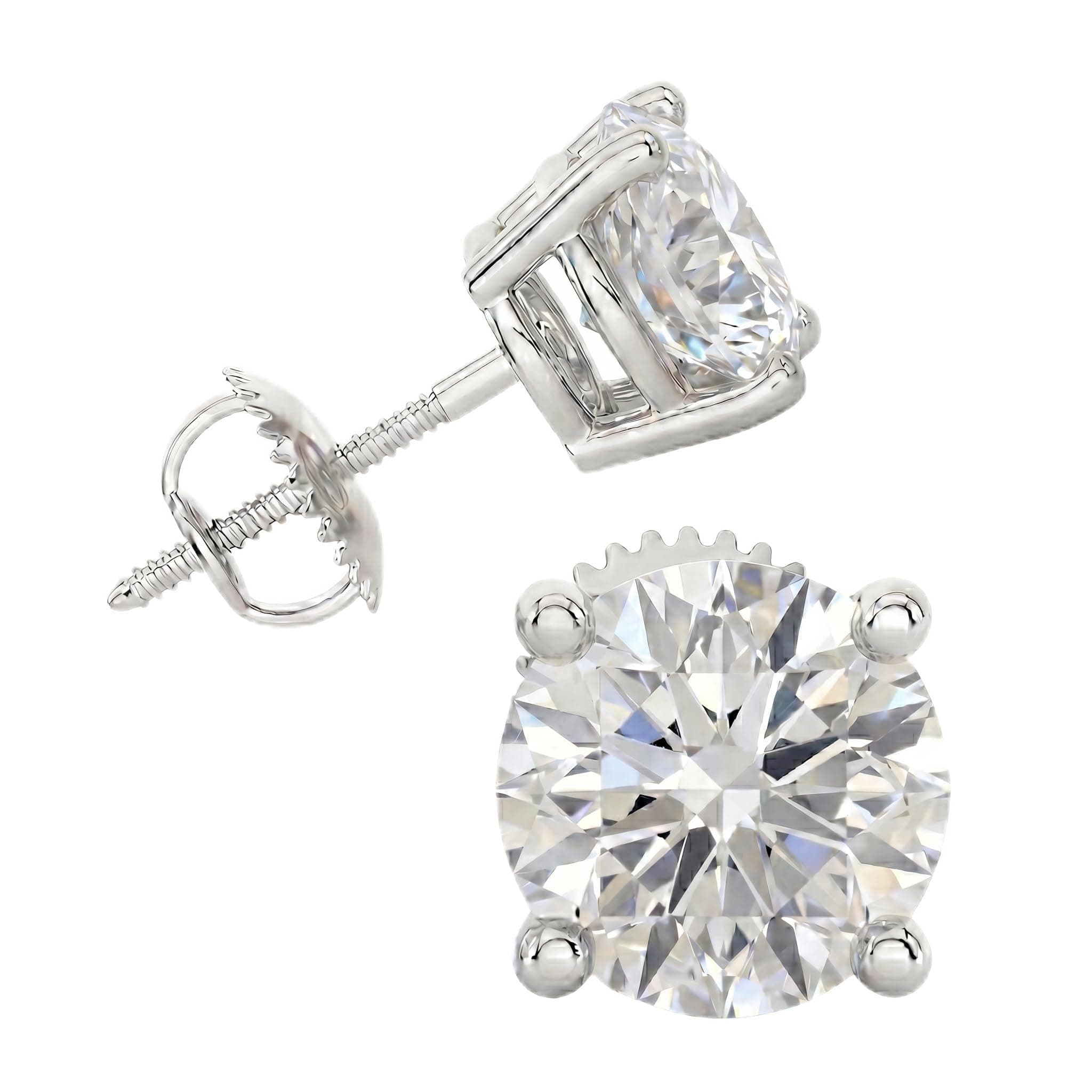 Lab-Grown Diamond Stud Earrings — 14K White Gold · 0.50–4 ct