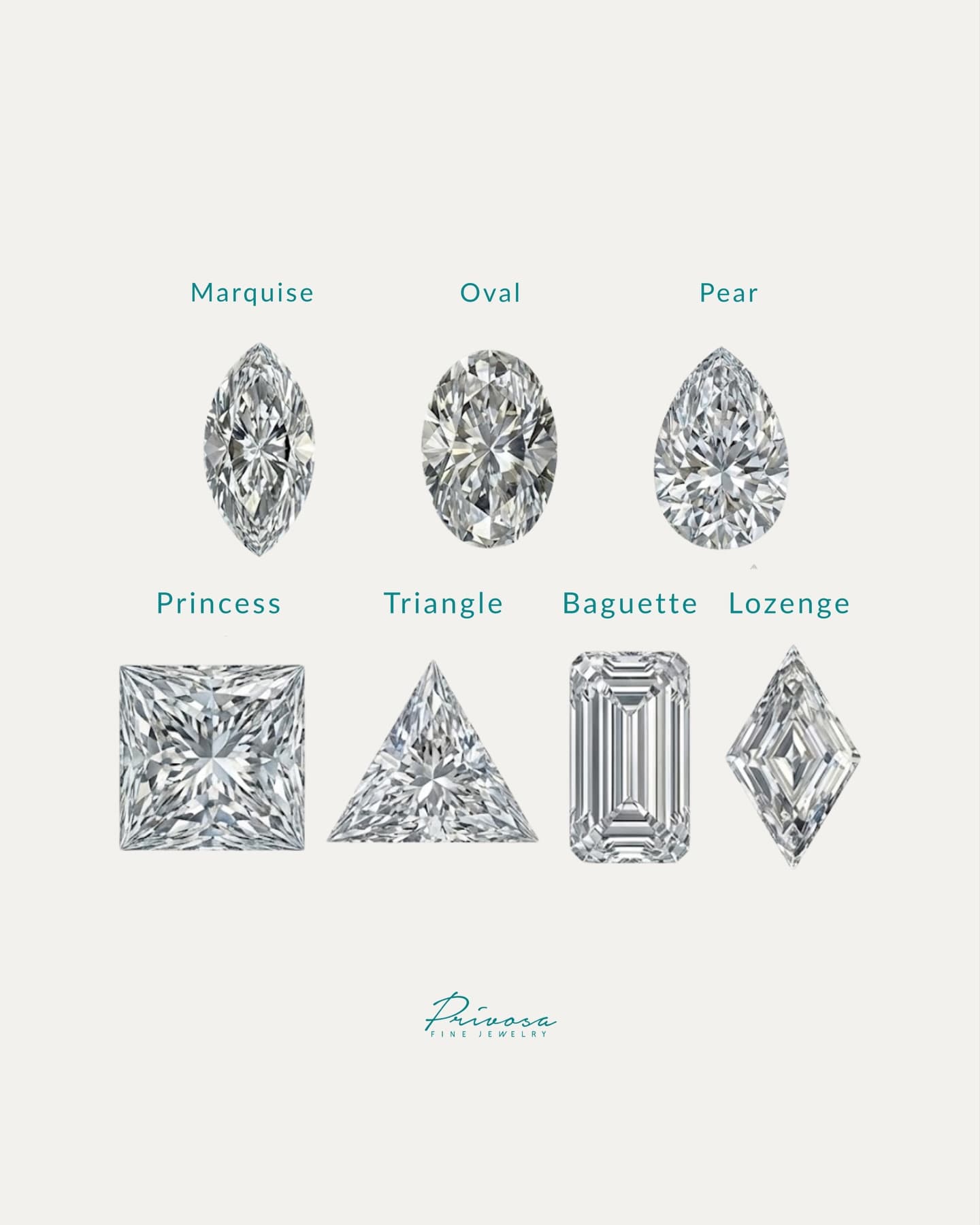 A few of the diamond shapes we set most often — 3
