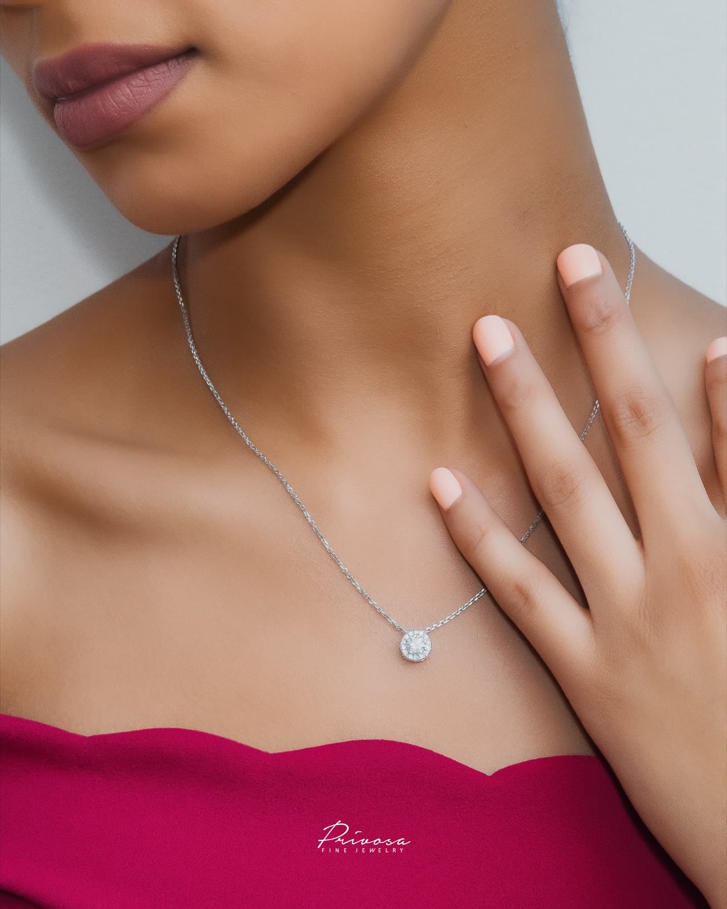 The Sadie lab-grown diamond halo pendant in 14K white gold — 1