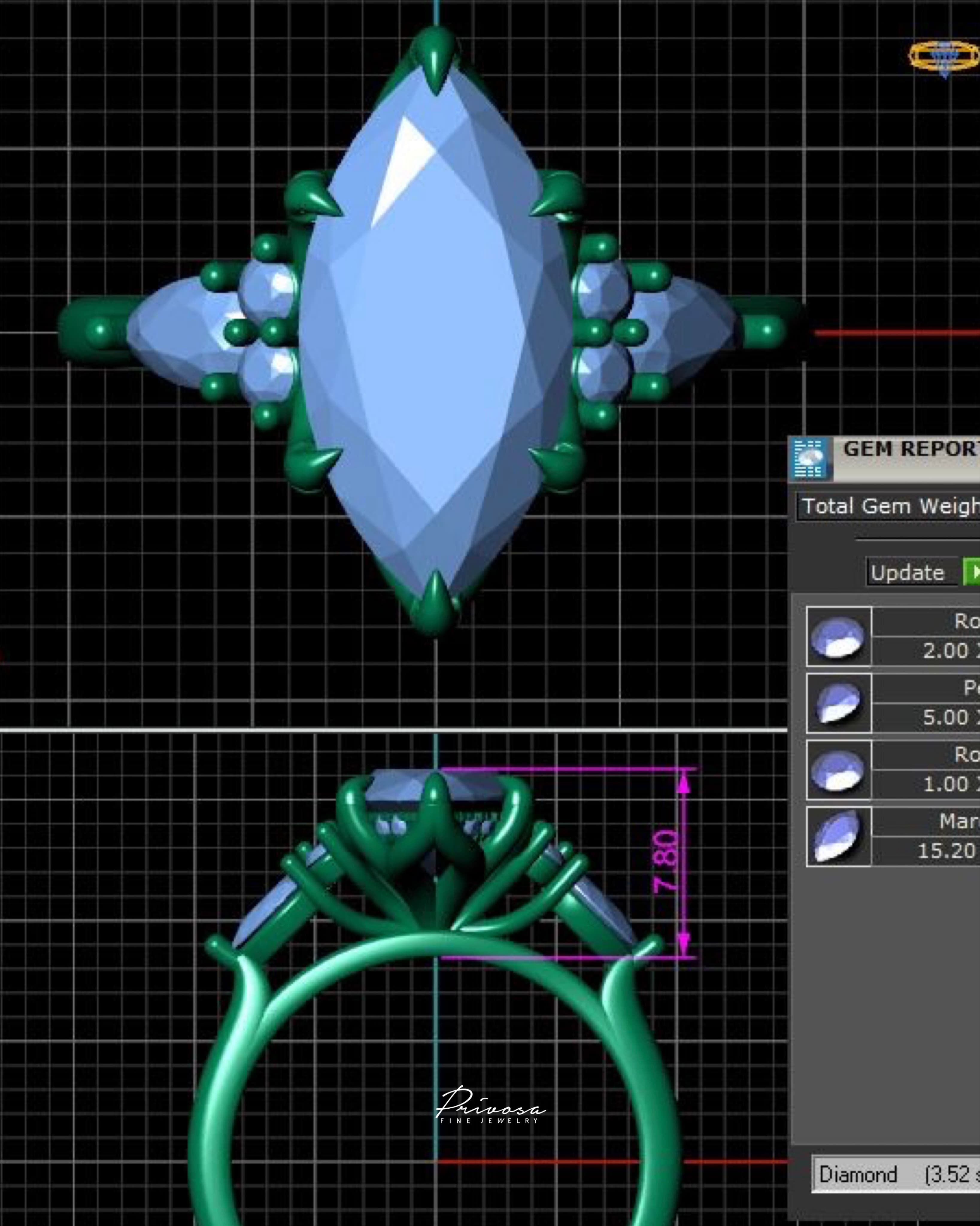 From 3D CAD rendering to a hand-set, finished ring — 1