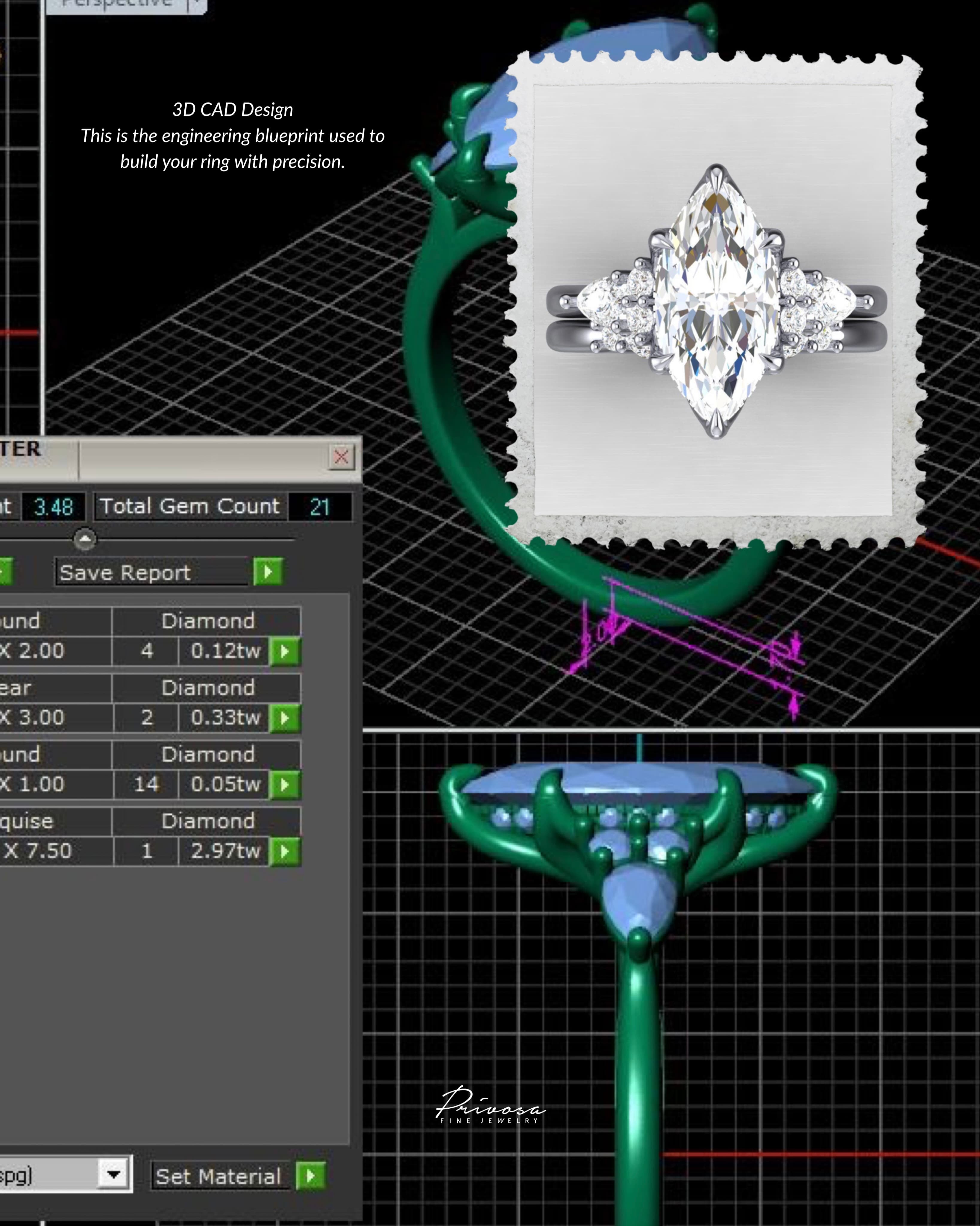 From 3D CAD rendering to a hand-set, finished ring — 2
