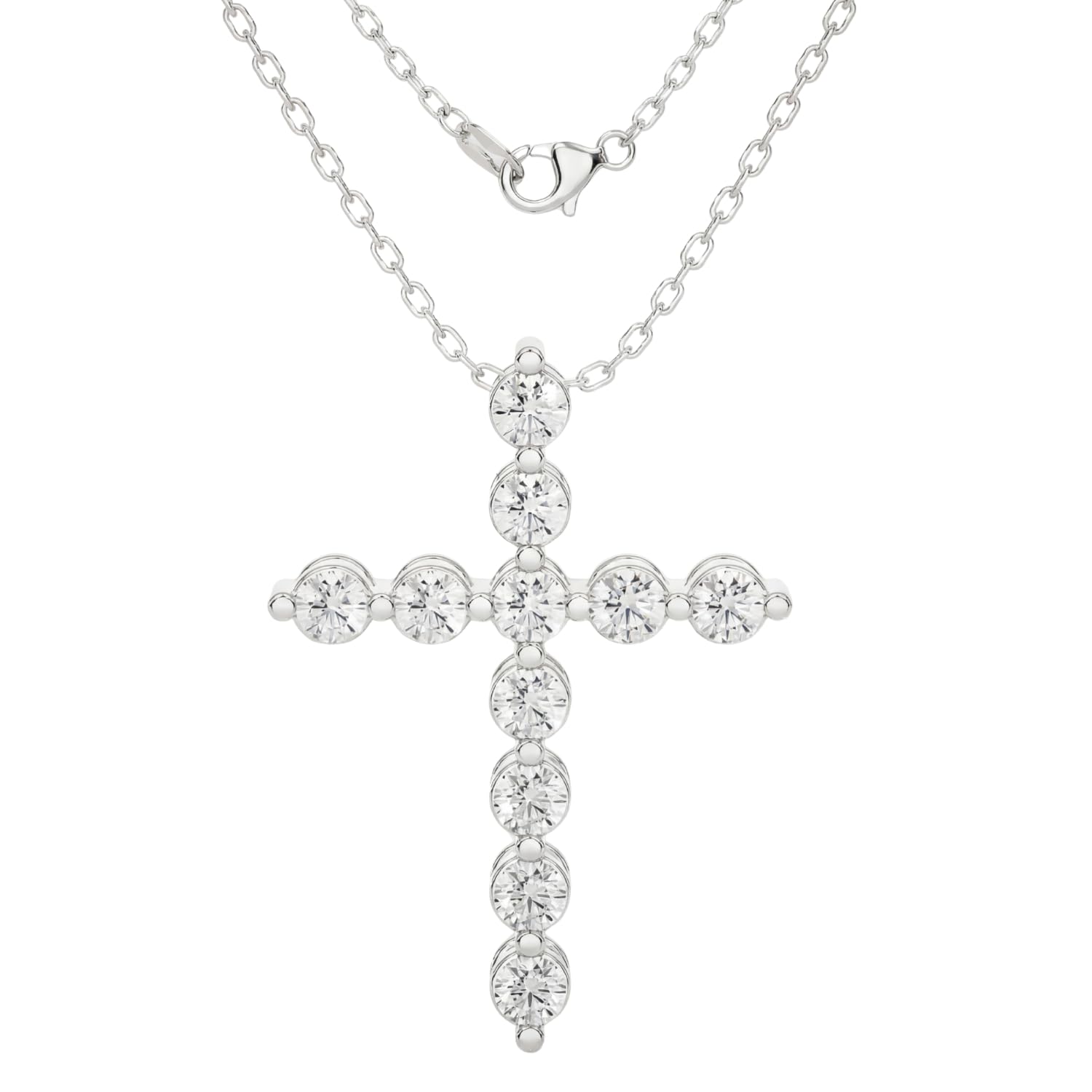 Lab-Grown Diamond Cross Necklace — 0.50–3 ct
