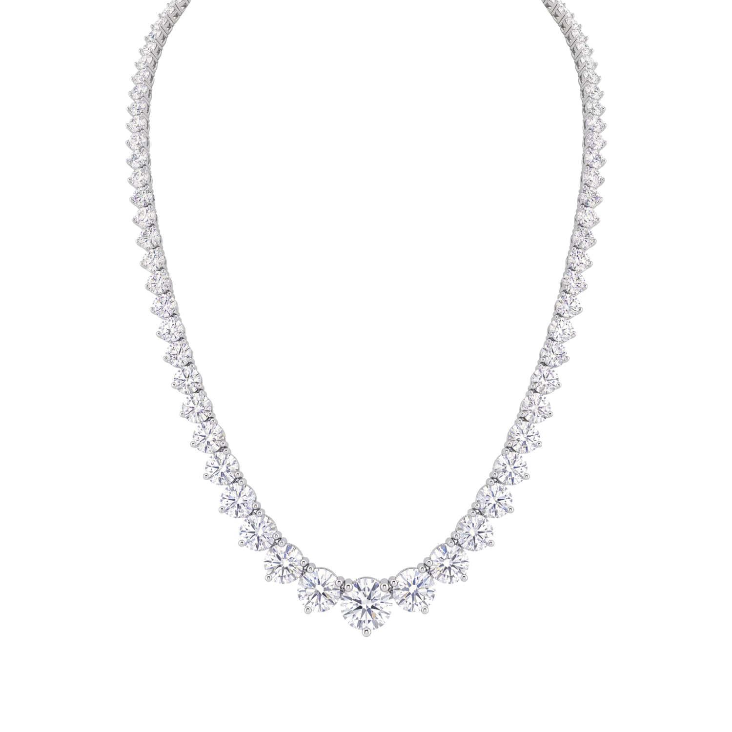 Lab-Grown Diamond Graduated Tennis Necklace — 5–20 ct