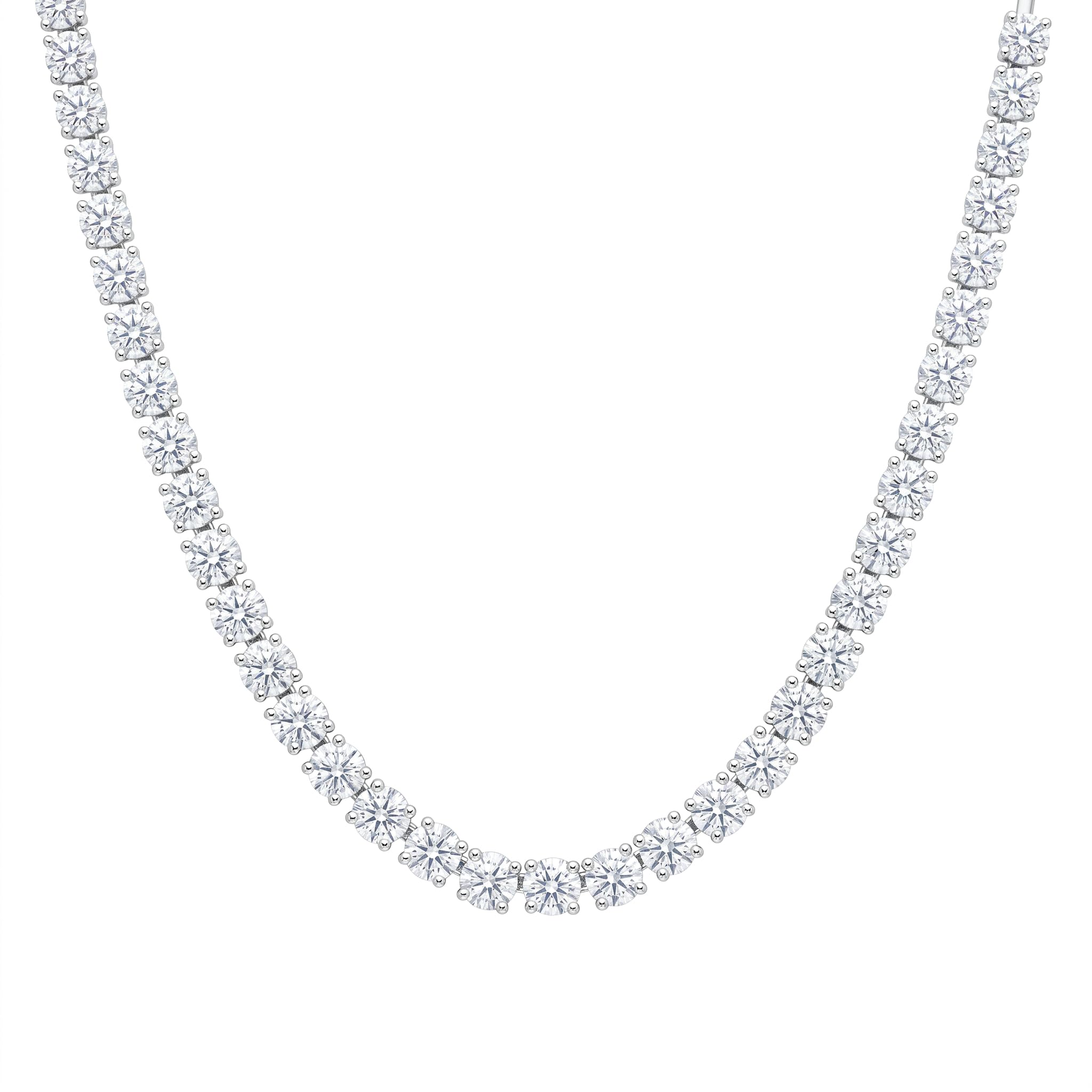 Lab-Grown Diamond Straight Tennis Necklace — 5–20 ct