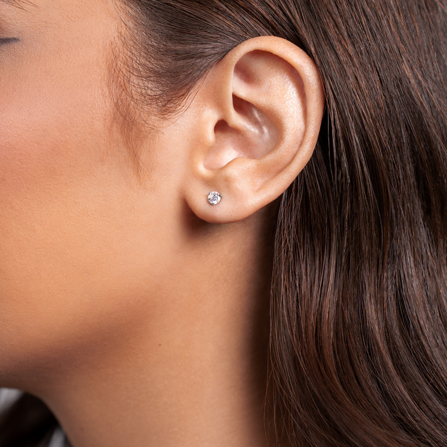 Natural Diamond Stud Earrings (3-Prong)