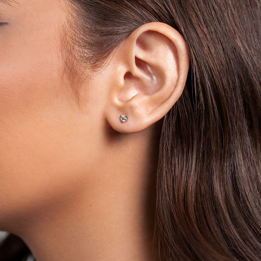 Natural Diamond Stud Earrings (3-Prong)