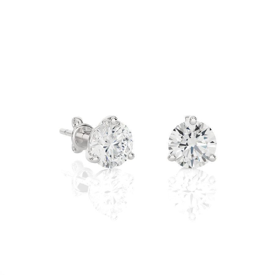 Ava Lab Grown Stud Earrings (3-Prong)