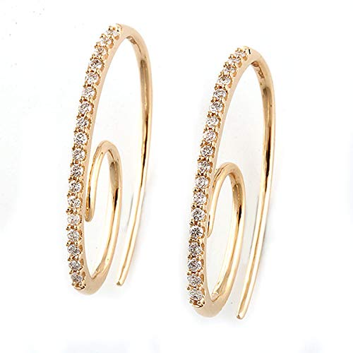 10K Gold (White or Yellow) 1/5 Carat (G-H Color, SI2-I1 Clarity) Natural Diamond Slide-Through Hoop Earrings for Women - Image 2