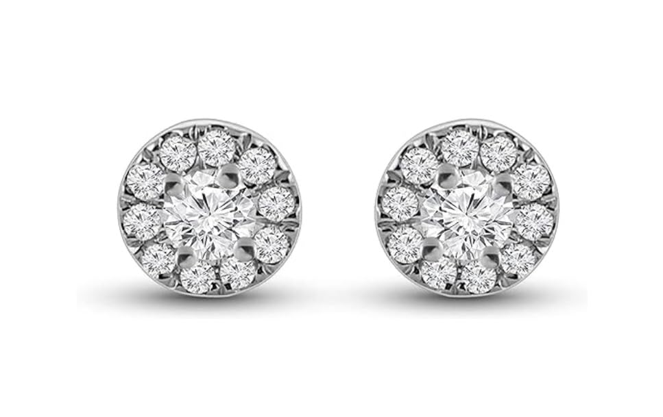 1 to 2 Carat Lab Grown Diamond Round Halo Stud Earrings for Women I 14k White Gold Earrings (D-E, VVS1-VVS2, cttw) Halo Push Back Studs by Privosa Fine Jewelry - 1 Carat