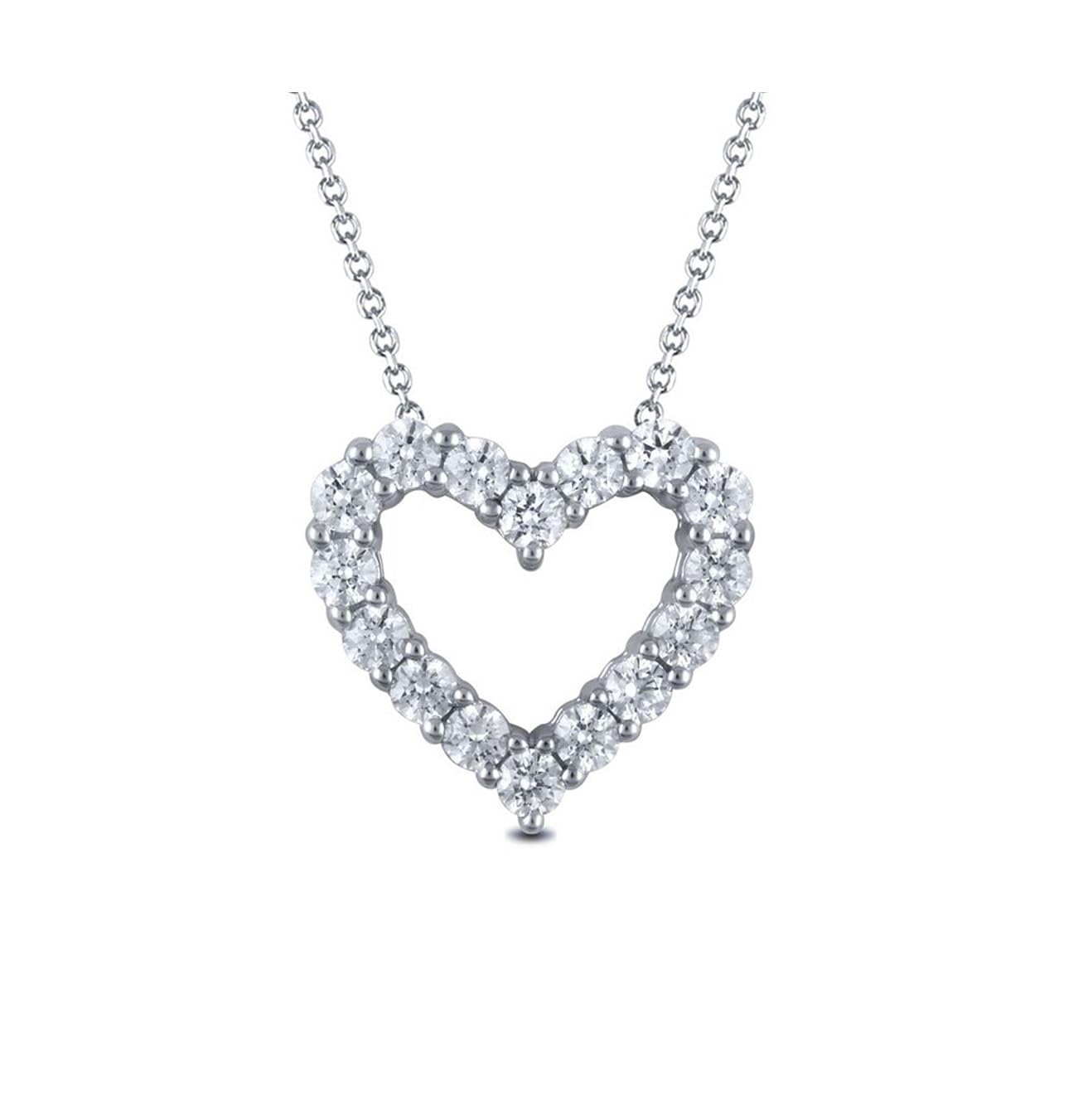 1 to 3 Carat Lab Grown Diamond Classic Heart Pendant Necklace for Women I 14k White Gold Pendant I 16 to 18 Inch Adjustable Silver Chain (D-E, VS1, cttw) I Lobster Claw Clasp by Privosa Fine Jewelry - 1 Carat