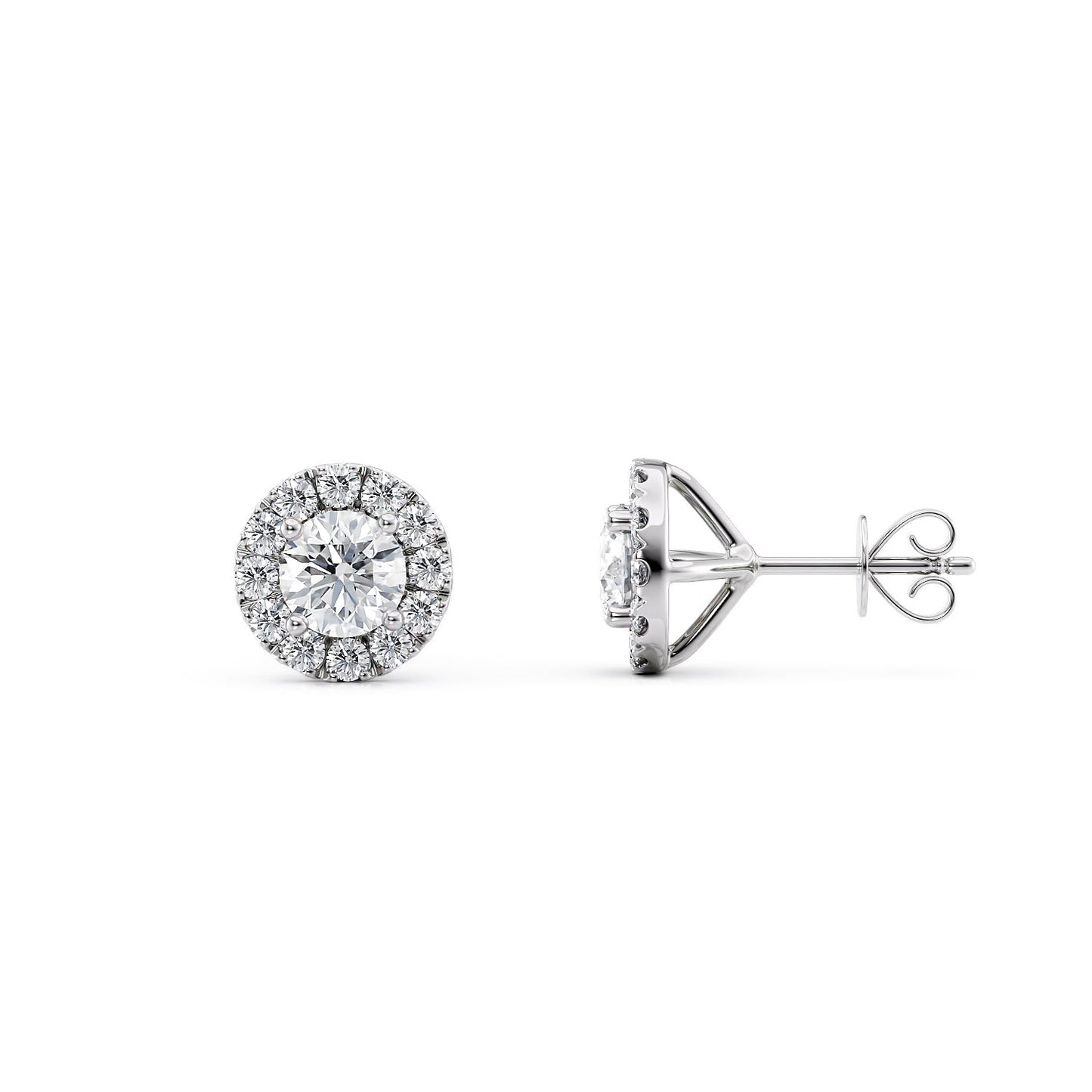 1 to 2 Carat Lab Grown Diamond Round Halo Stud Earrings for Women I 14k White Gold Earrings (E-F, VVS1-VVS2, cttw) Halo Push Back Studs by Privosa Fine Jewelry - 1.00 Carat
