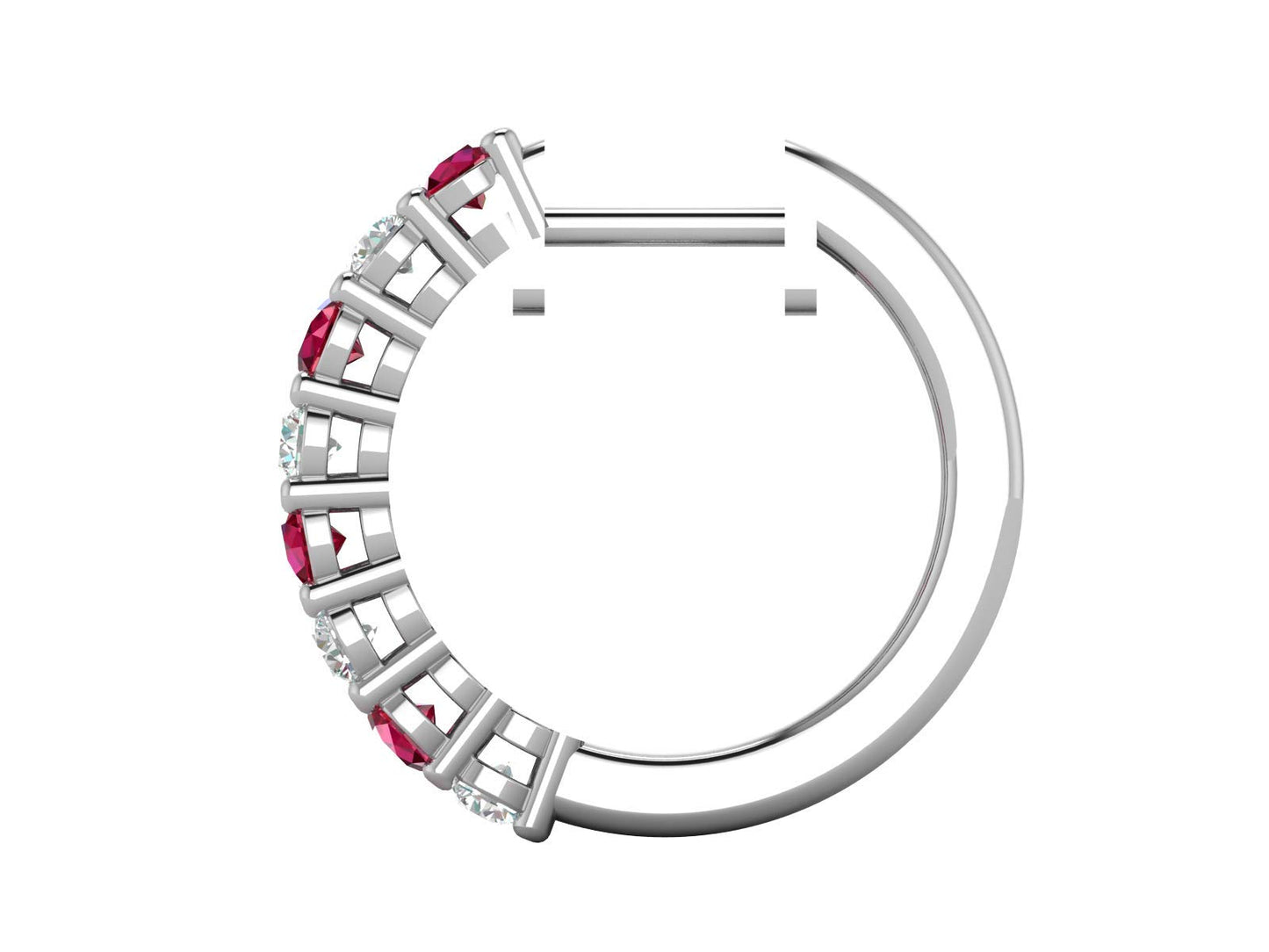 3/8 Carat Diamond and Gemstone Hoop Earrings for Women in 14k Gold (G-H, SI2-I1, cttw) with Hinge and Notched Post by Privosa Fine Jewelry - Image 3