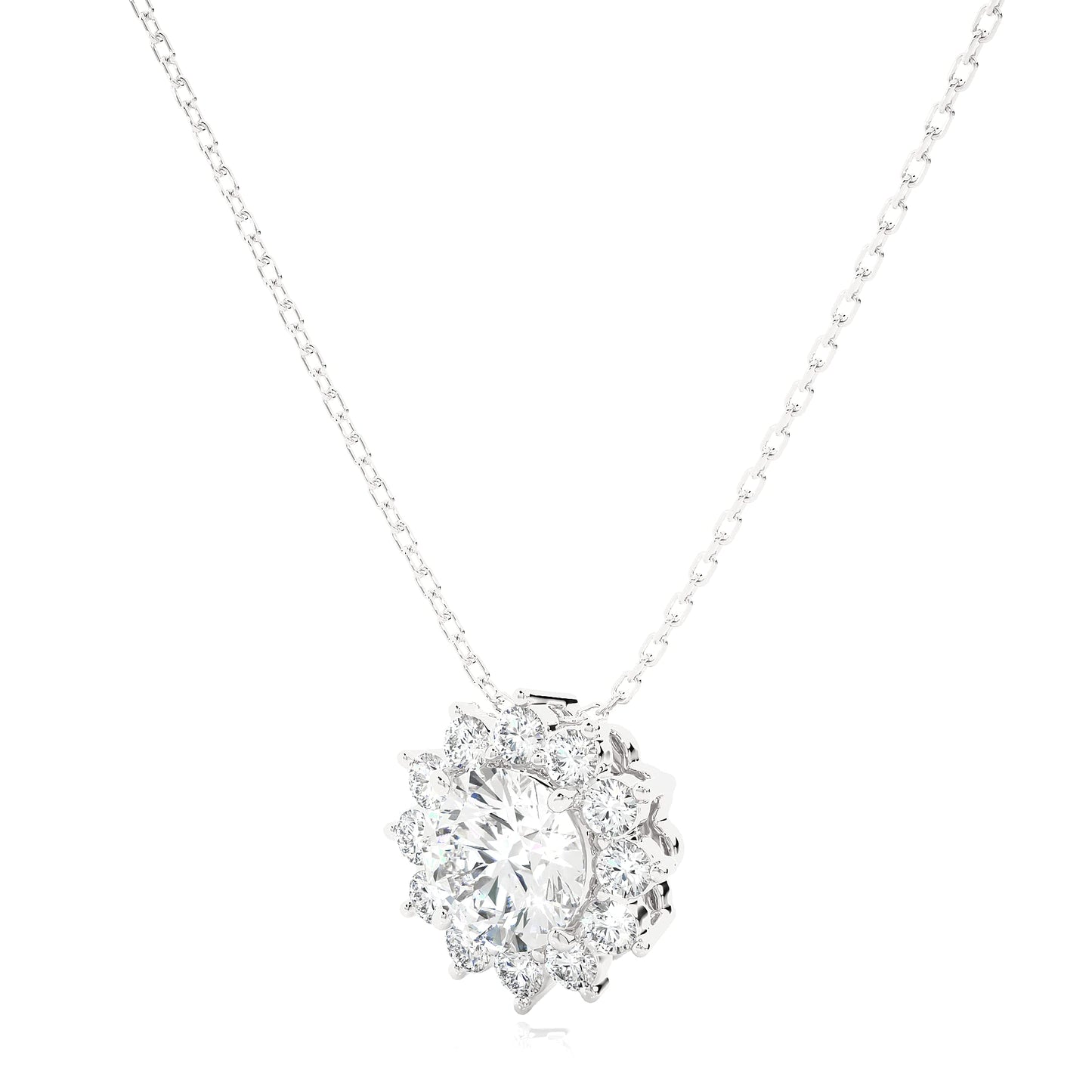 1/4 to 3/4 Carat Diamond Halo Star Pendant Necklace for Women in 14k White Gold (F-G, SI2-I1, cttw) with 18 Inch Silver Chain and Lobster Claw by Privosa Fine Jewelry - Image 2