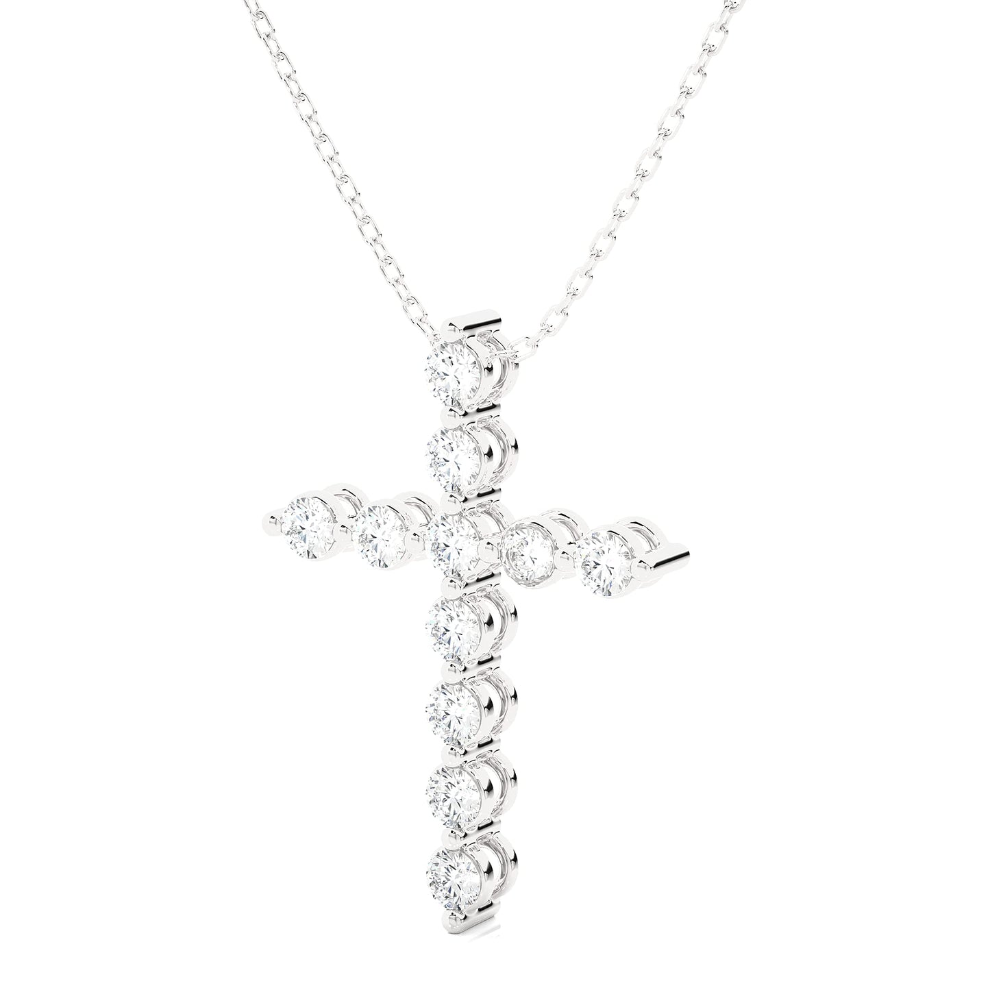 1/2 to 3 Carat Lab Grown Diamond Cross Pendant Necklace for Women I 14k White Gold Pendant I 16 to 18 Inch Adjustable Silver Chain (E-F, VS1, cttw) I Lobster Claw Clasp by Privosa Fine Jewelry - Image 2
