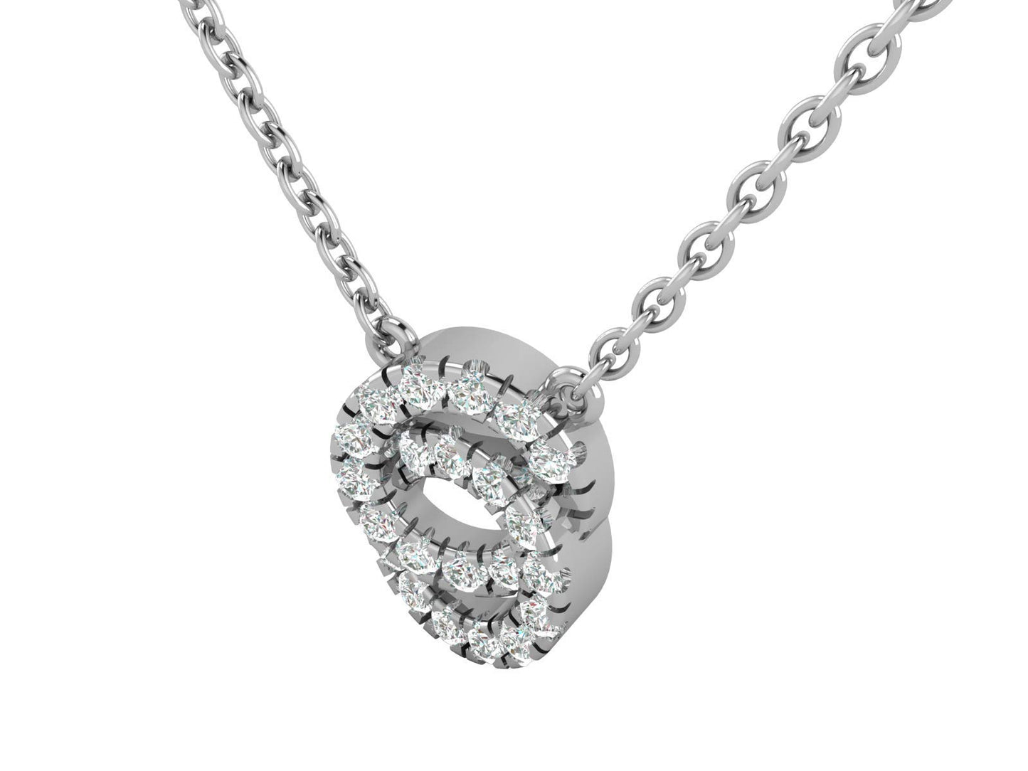 14K Gold (White or Yellow) 1/10 Carat (G-H Color, SI2-I1 Clarity) Natural Diamond Linked-Hoop Pendant with FREE 18" Sterling Silver Chain - Image 2