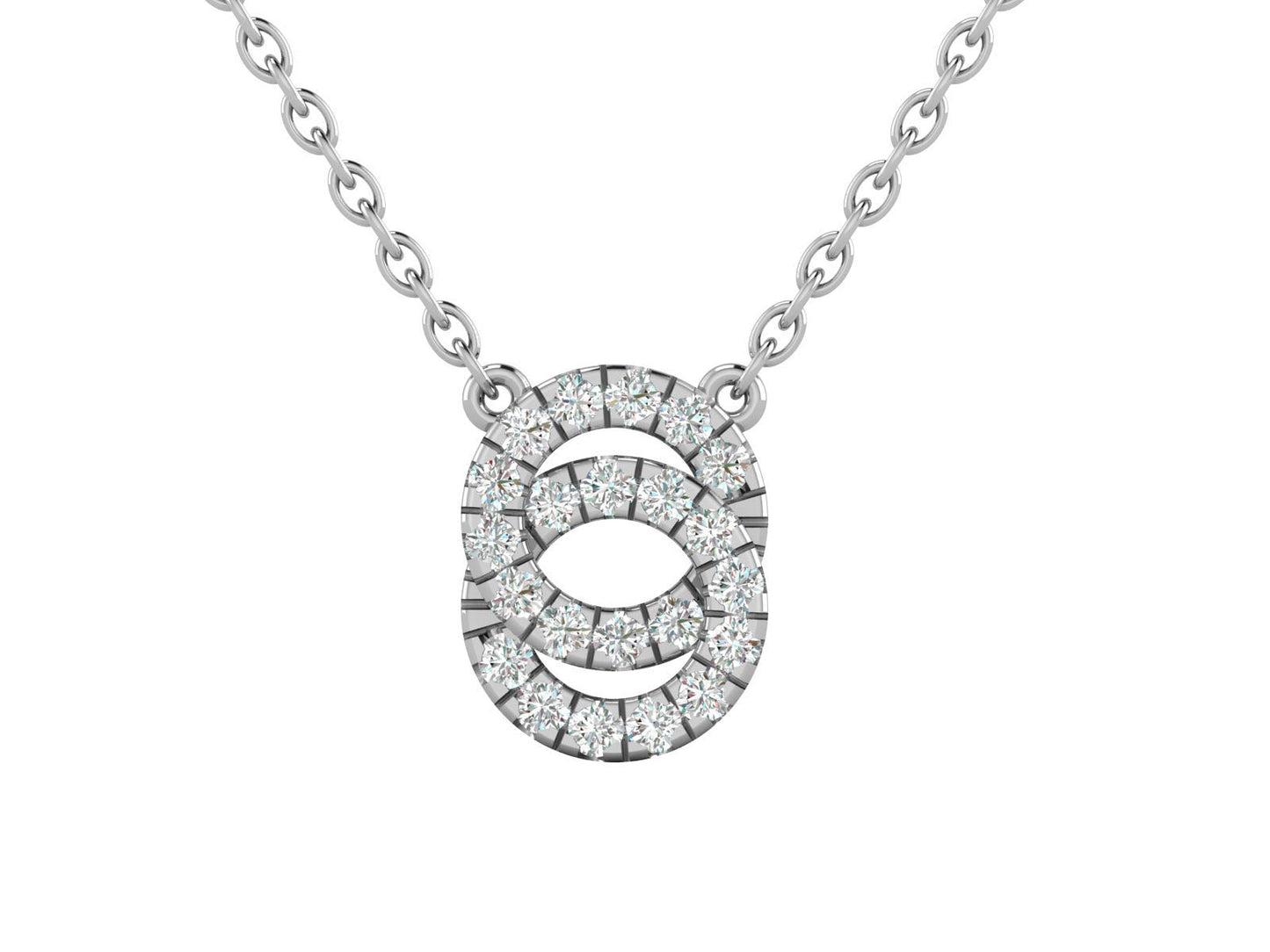 14K Gold (White or Yellow) 1/10 Carat (G-H Color, SI2-I1 Clarity) Natural Diamond Linked-Hoop Pendant with FREE 18" Sterling Silver Chain - White Gold