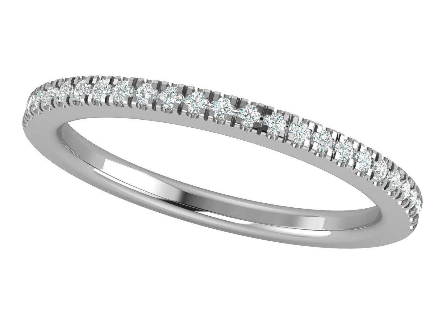 14K White Gold 1/8-1/4 Carat (F-G Color, SI2-I1 Clarity) Natural Diamond Wedding/Anniversary/Stackable Band for Women - White Gold