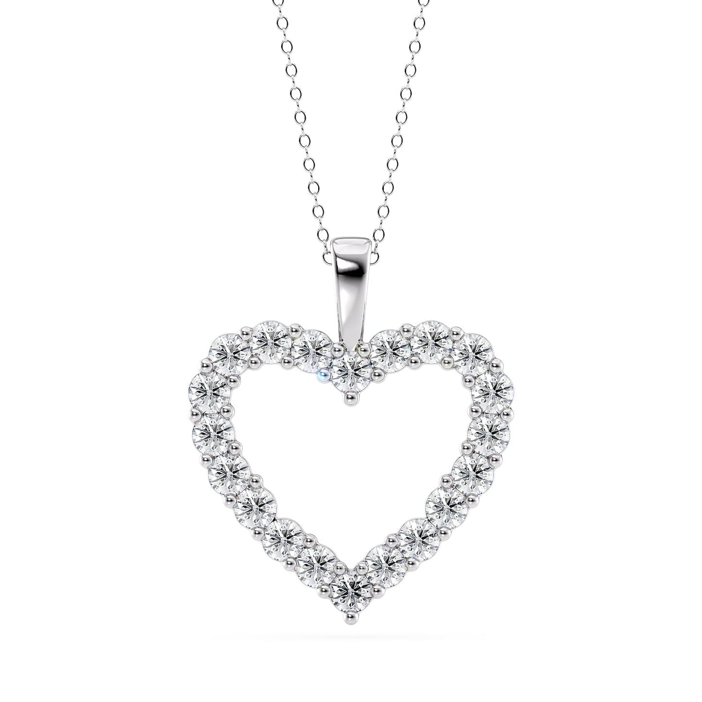 1 to 3 Carat Lab Grown Diamond Classic Heart Pendant Necklace for Women I 14k White Gold Pendant I 16 to 18 Inch Adjustable Silver Chain (E-F, VS1, cttw) I Lobster Claw Clasp by Privosa Fine Jewelry - 1 Carat