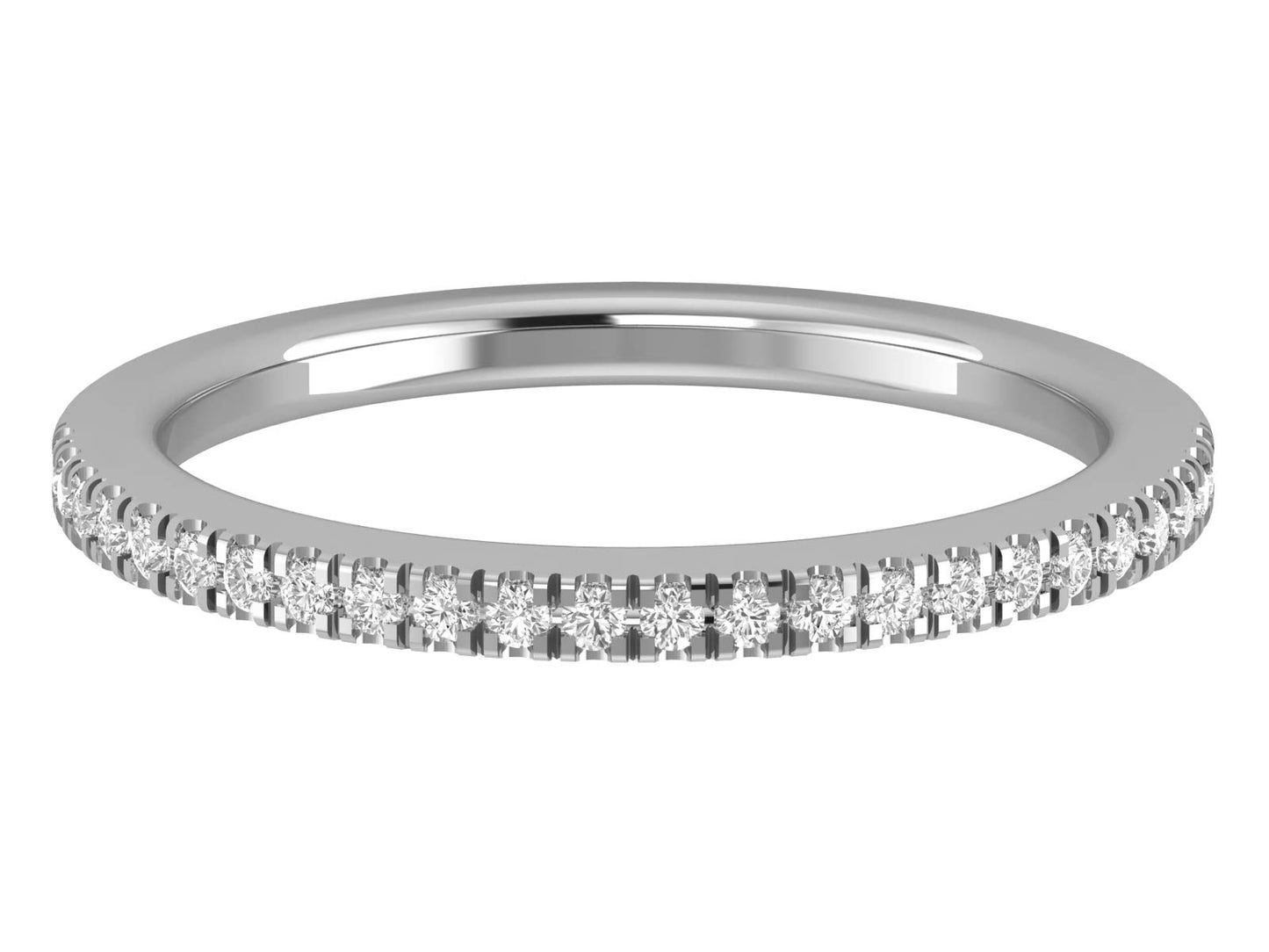 14K White Gold 1/8-1/4 Carat (F-G Color, SI2-I1 Clarity) Natural Diamond Wedding/Anniversary/Stackable Band for Women - Image 2
