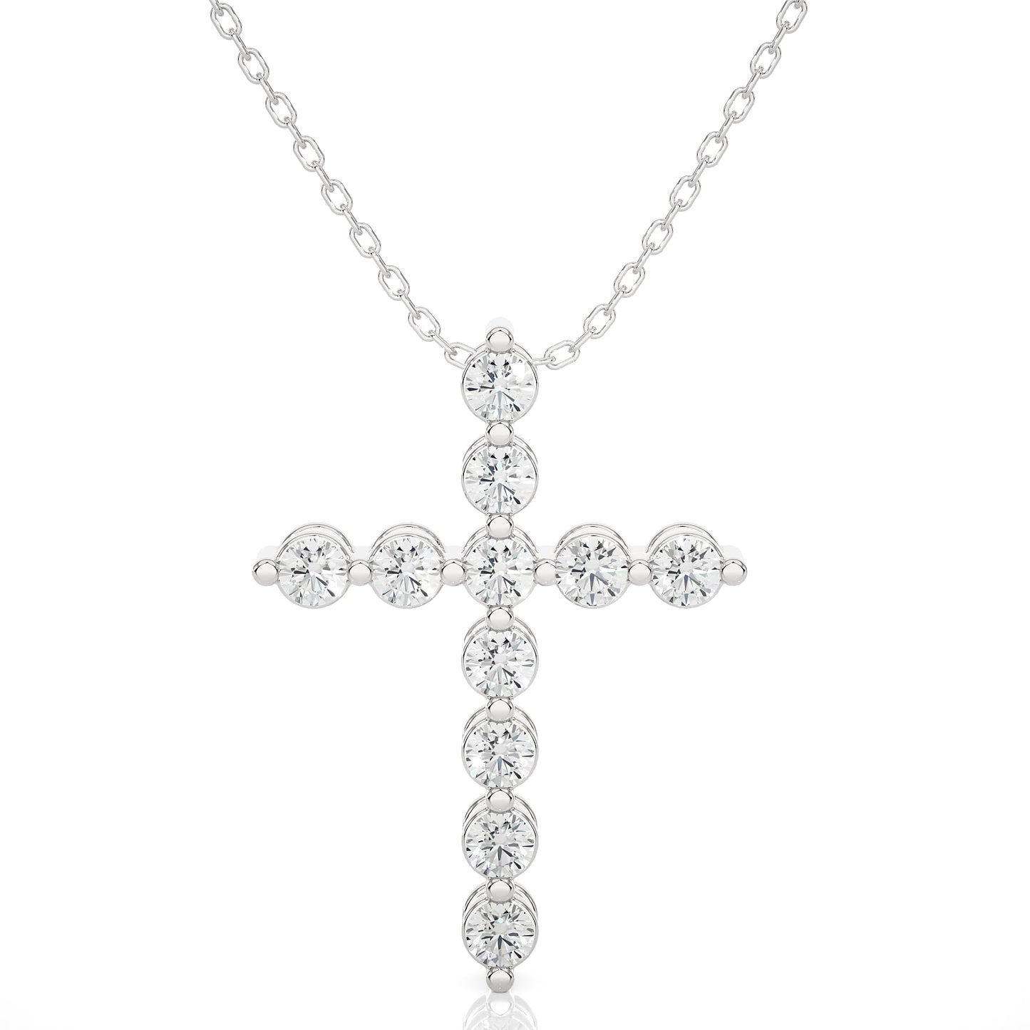 1 to 3 Carat Lab Grown Diamond Cross Pendant Necklace for Women I 14k White Gold Pendant I 16 to 18 Inch Adjustable Silver Chain (D-E, VS1, cttw) I Lobster Claw Clasp by Privosa Fine Jewelry - 1 Carat