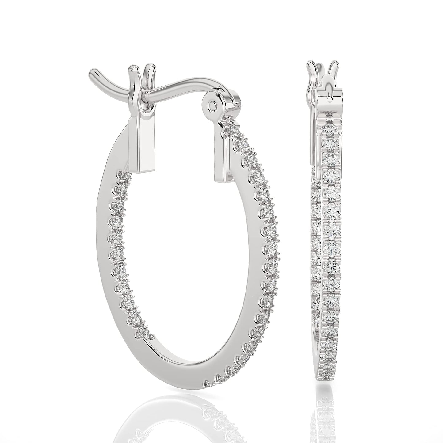 1/4 to 3/4 Carat Diamond Inside Out Oval Hoop Earrings for Women in 14k White and Yellow Gold (F-G, SI2-I1, cttw) with CInch Back by Privosa Fine Jewelry - 0.25 Carat