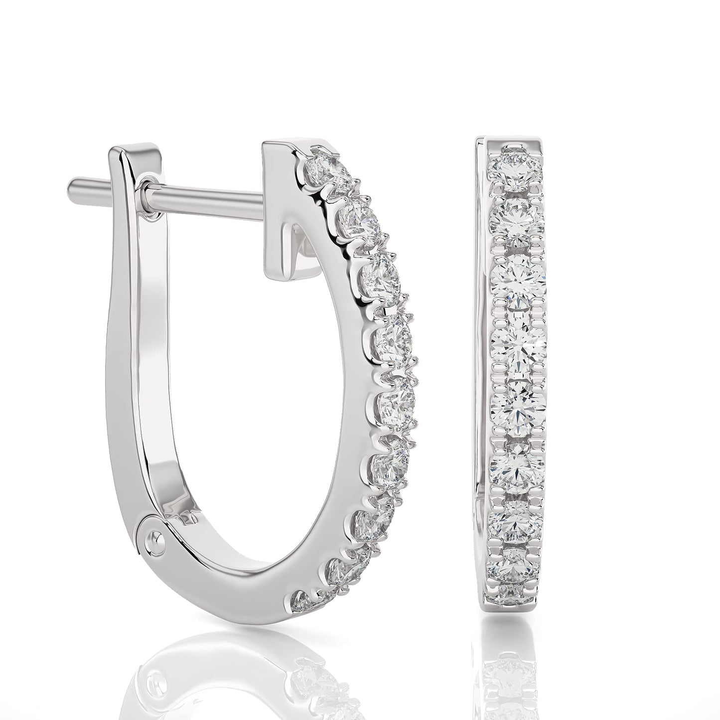 1/2 to 1 Carat Lab Grown Diamond Huggie Hoop Earrings for Women I 14k White and Yellow Gold Hoops (E-F, VS1, cttw) Hinged Hoop Earrings by Privosa Fine Jewelry - Image 2