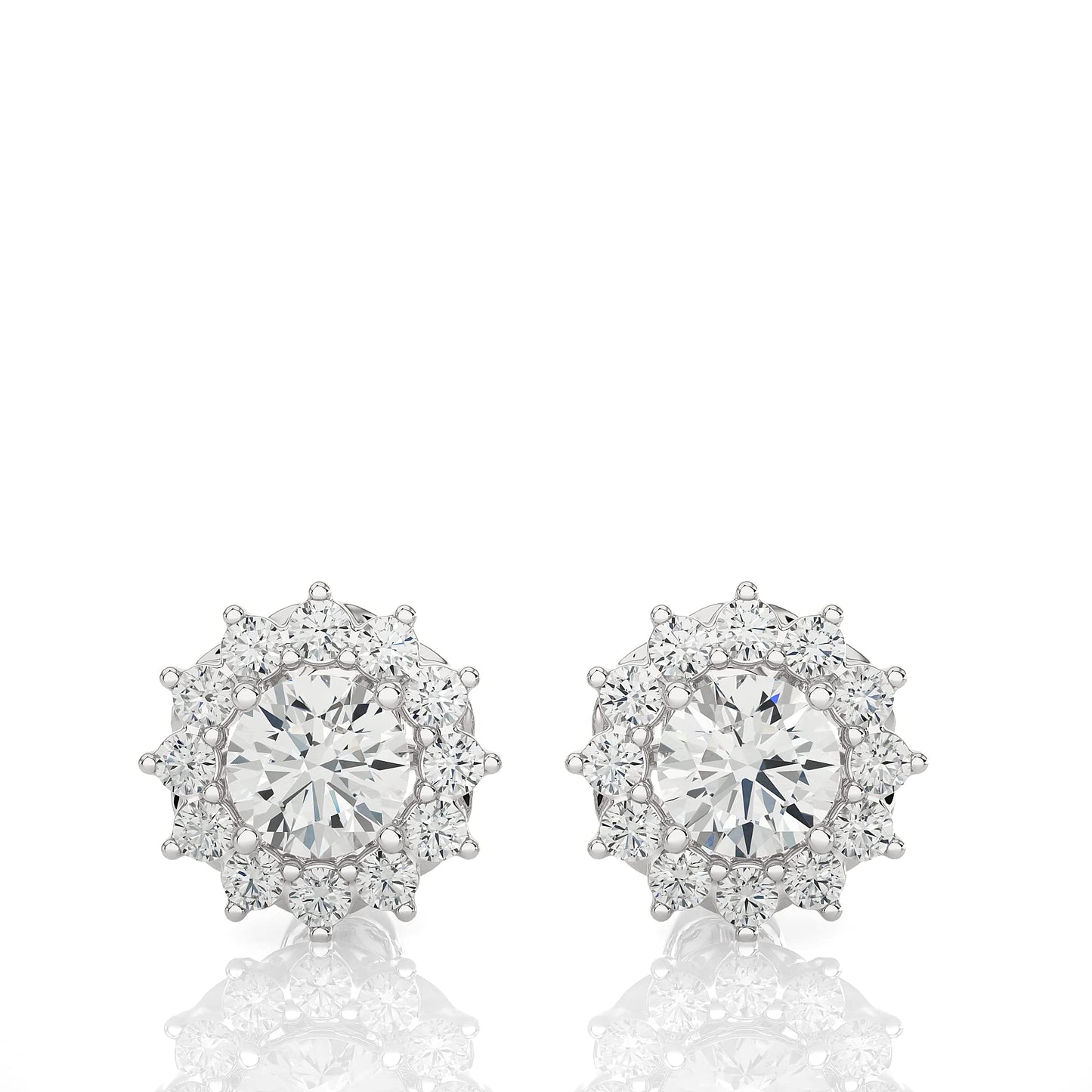 1/5 to 3/4 Carat Diamond Halo Star Stud Earrings for Women in 14k White and Yellow Gold (F-G, SI2-I1, cttw) with Push Back by Privosa Fine Jewelry - Image 2