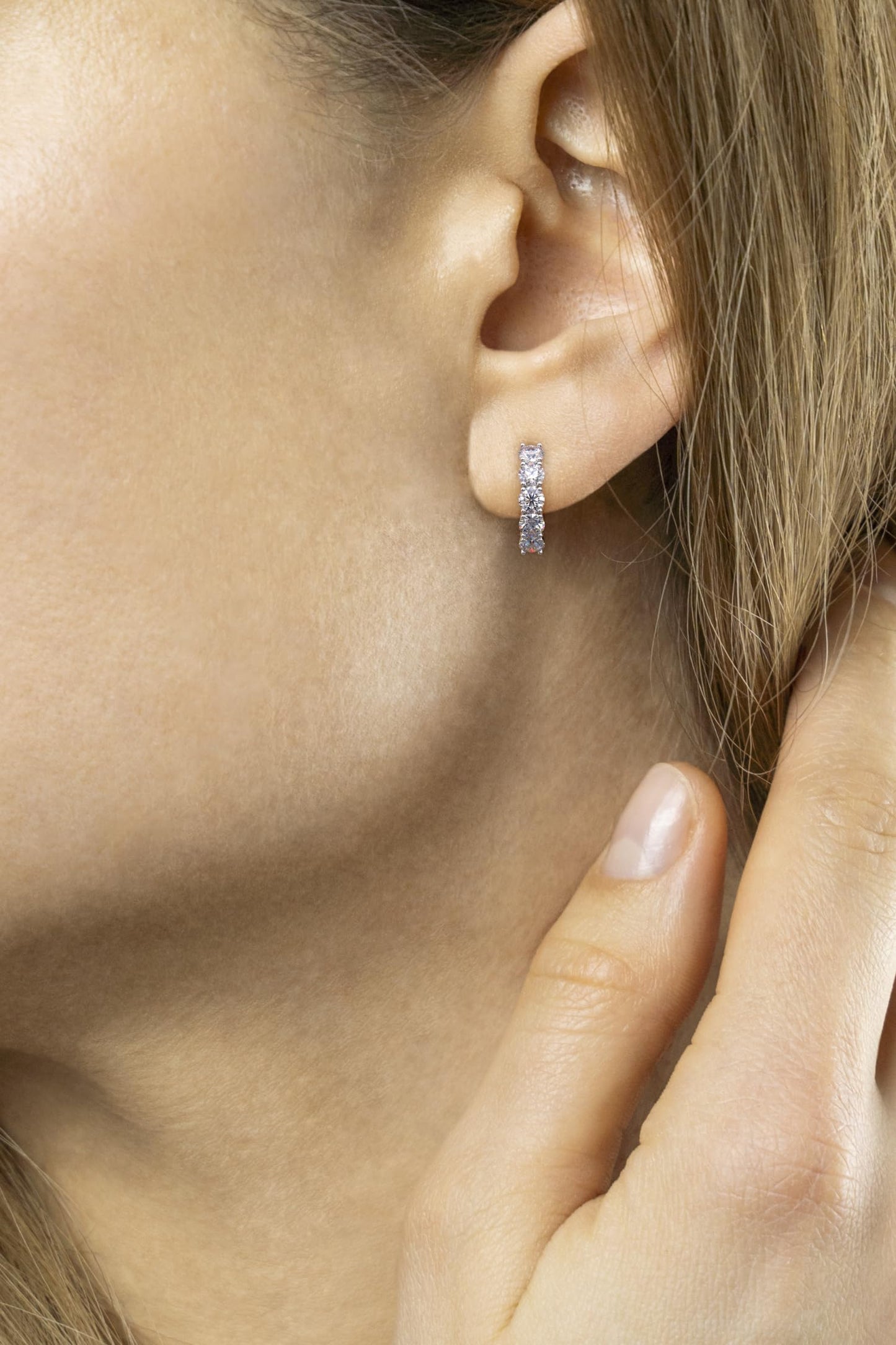 1 to 4 Carat Lab Grown Diamond 5 Stone Hoop Earrings for Women I 14k White and Yellow Gold Hoops (E-F, VS1, cttw) Hinged Hoop Earrings by Privosa Fine Jewelry - Image 2