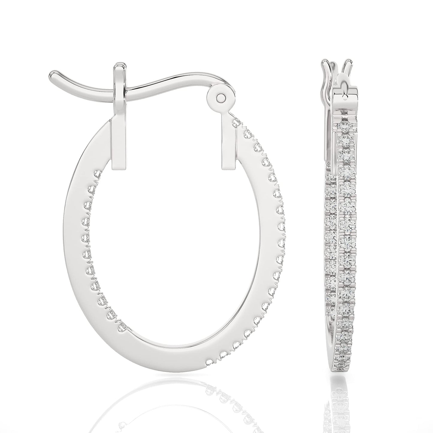1/4 to 3/4 Carat Diamond Inside Out Oval Hoop Earrings for Women in 14k White and Yellow Gold (F-G, SI2-I1, cttw) with CInch Back by Privosa Fine Jewelry - Image 2