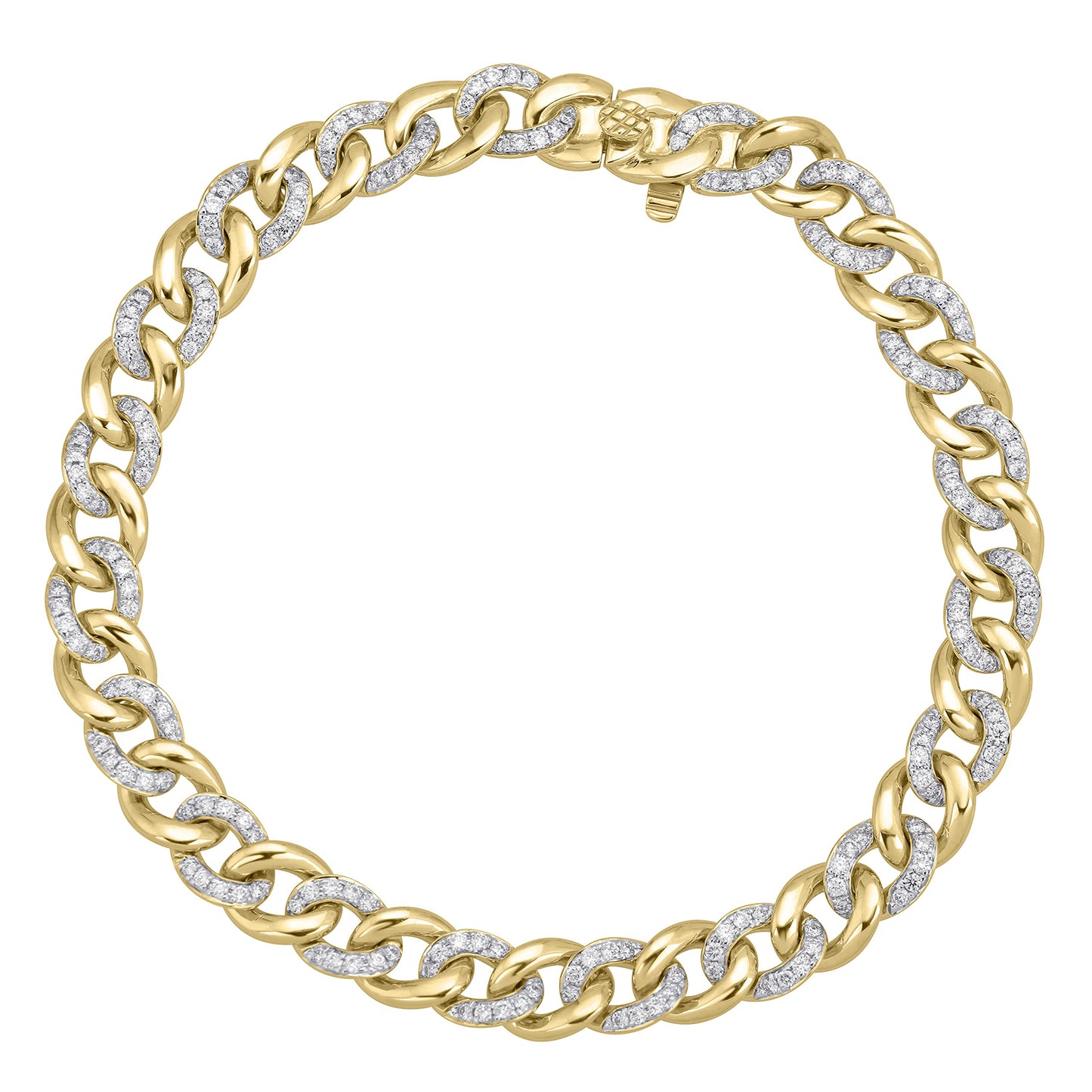 1 1/4 Carat Diamond Cuban Style Link Bracelet in 10k White or Yellow Gold (F-G, SI1-SI2, cttw) 7 Inches Long by Privosa Fine Jewelry - White Gold