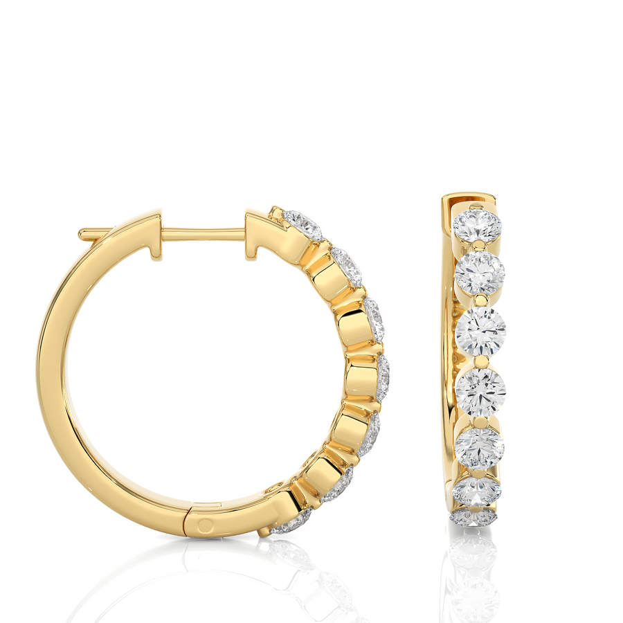 Natural Diamond Floating Hoop Earrings