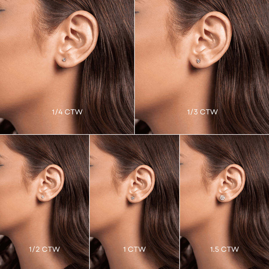 Natural Diamond Stud Earrings (3-Prong)