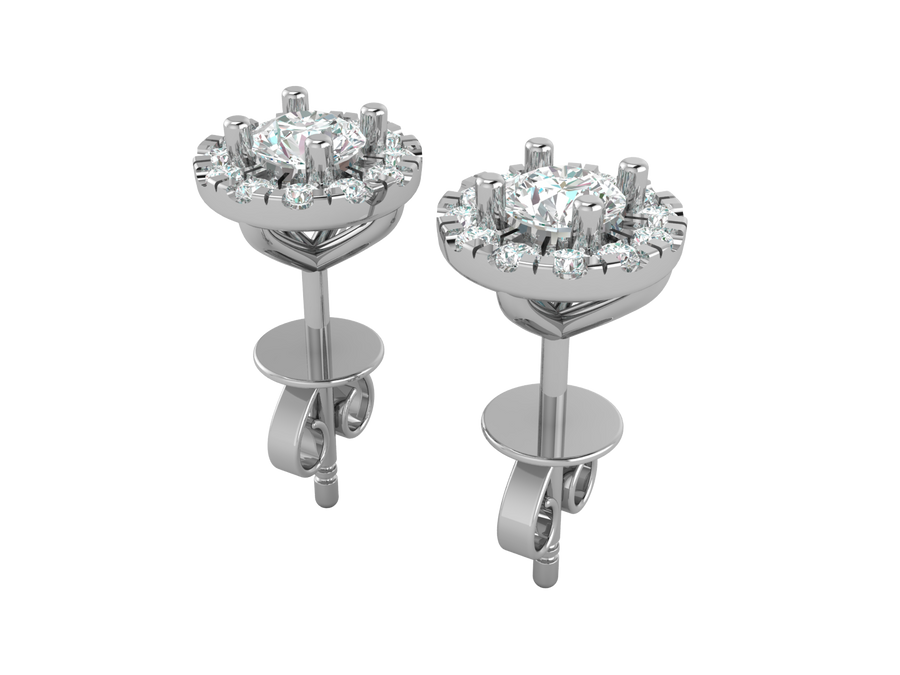 Aura - Diamond Halo Stud Earrings