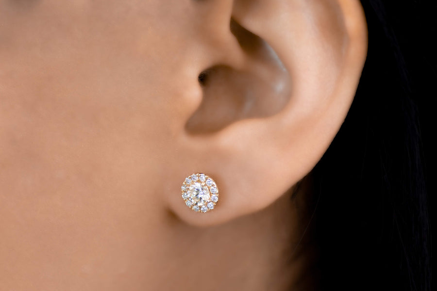 Aura - Diamond Halo Stud Earrings