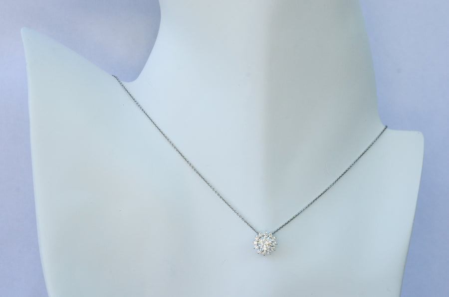 Aina - Floral Diamond Halo Necklace