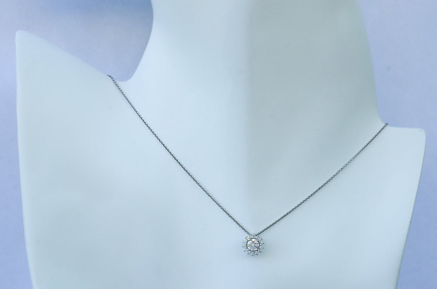 Aina - Floral Diamond Halo Necklace