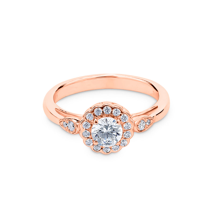 'Fleur' - Diamond Flower-Halo Ring
