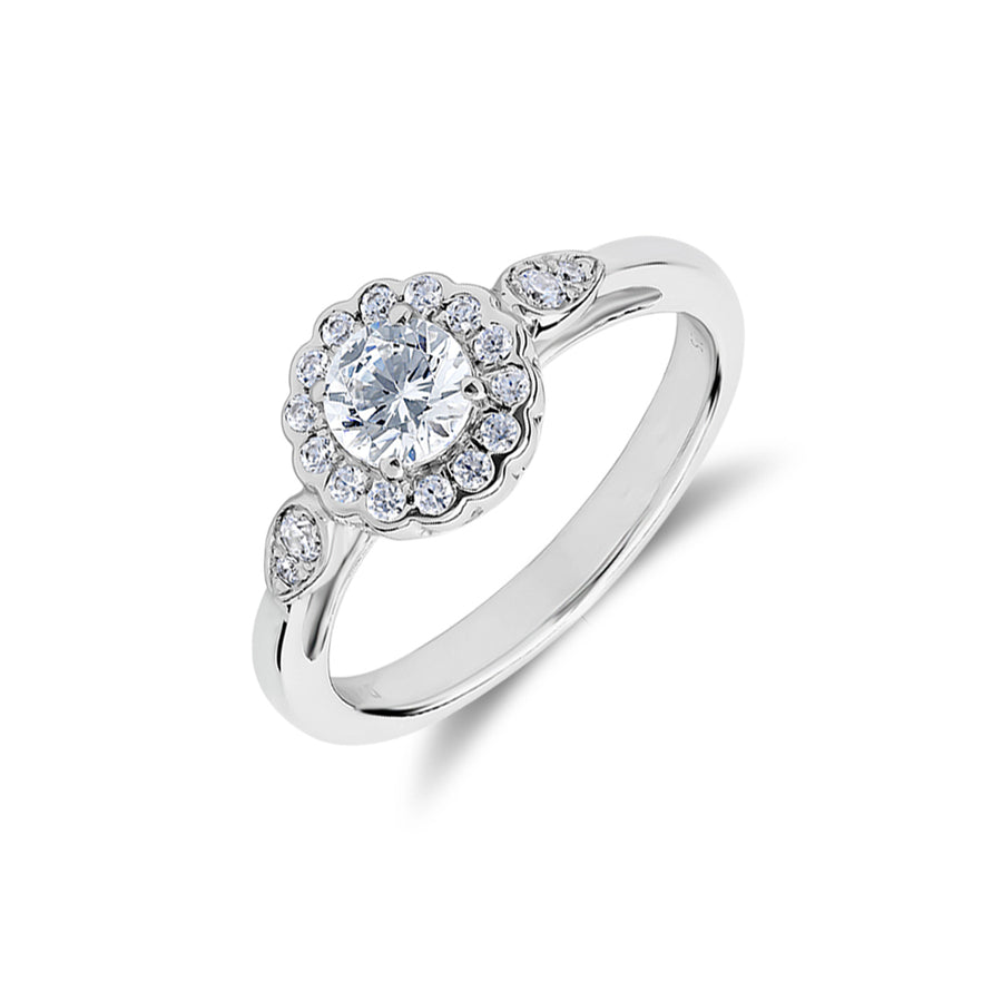 'Fleur' - Diamond Flower-Halo Ring