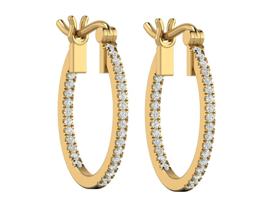 Arus - Inside-Out Oval Diamond Hoop Earrings