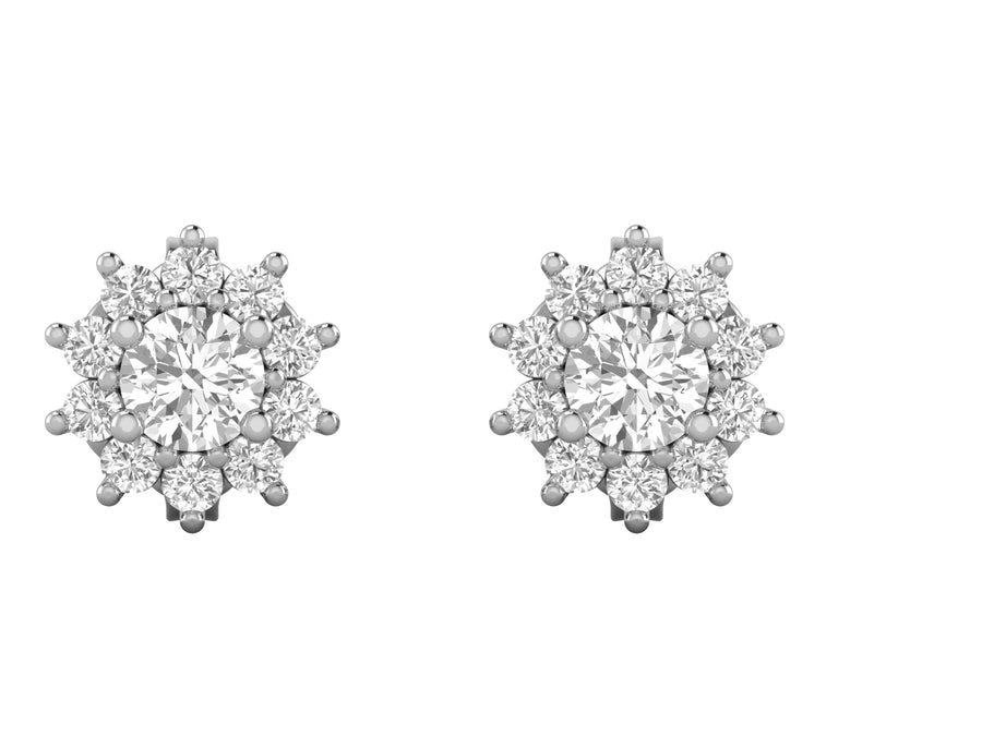 Etoile - Diamond Star-Halo Stud Earrings
