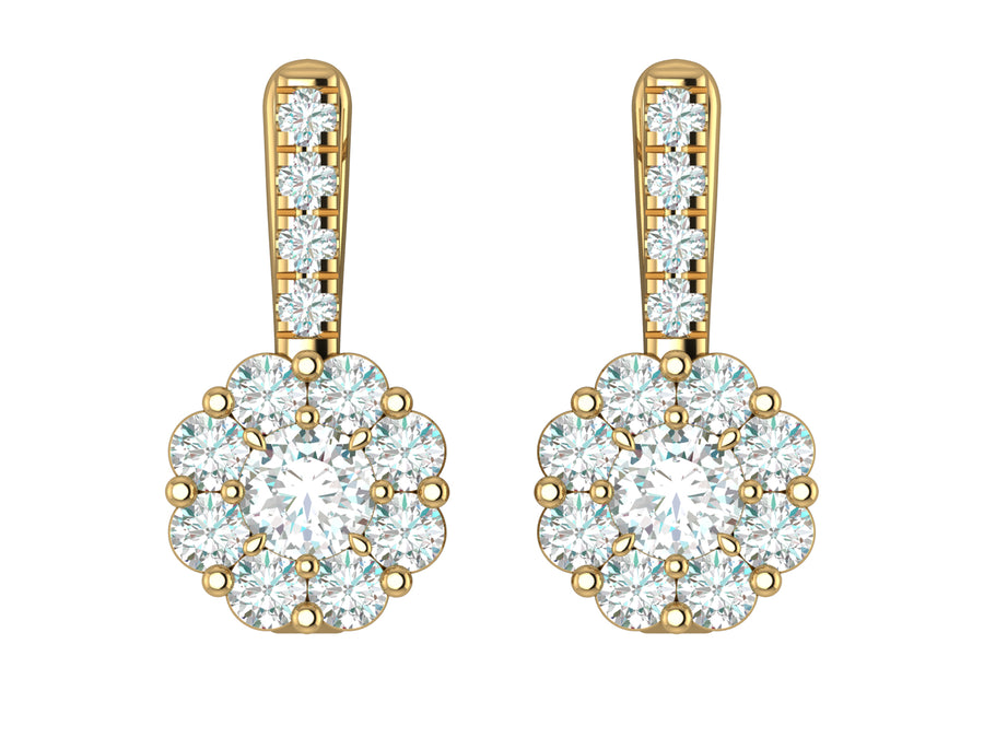 Flora - Cluster Round Brilliant Diamond Earrings