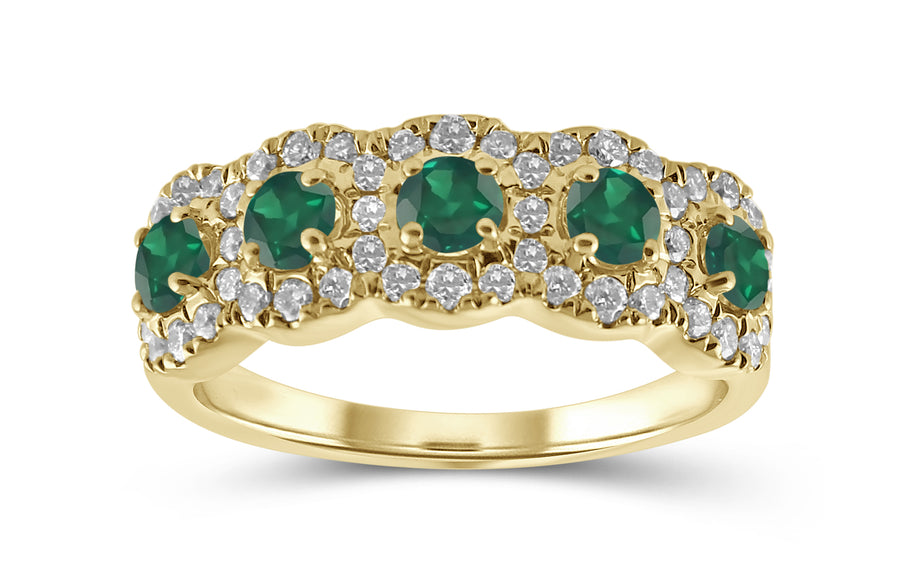 Perlas - 5 Halo Diamond & Gem Ring - Certified