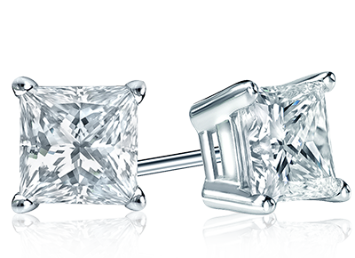 Princess Cut Diamond Stud Earrings - Premier Quality